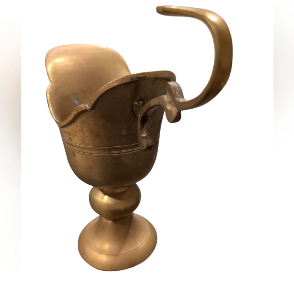 Vintage Brass Pedestal Pitcher. 7